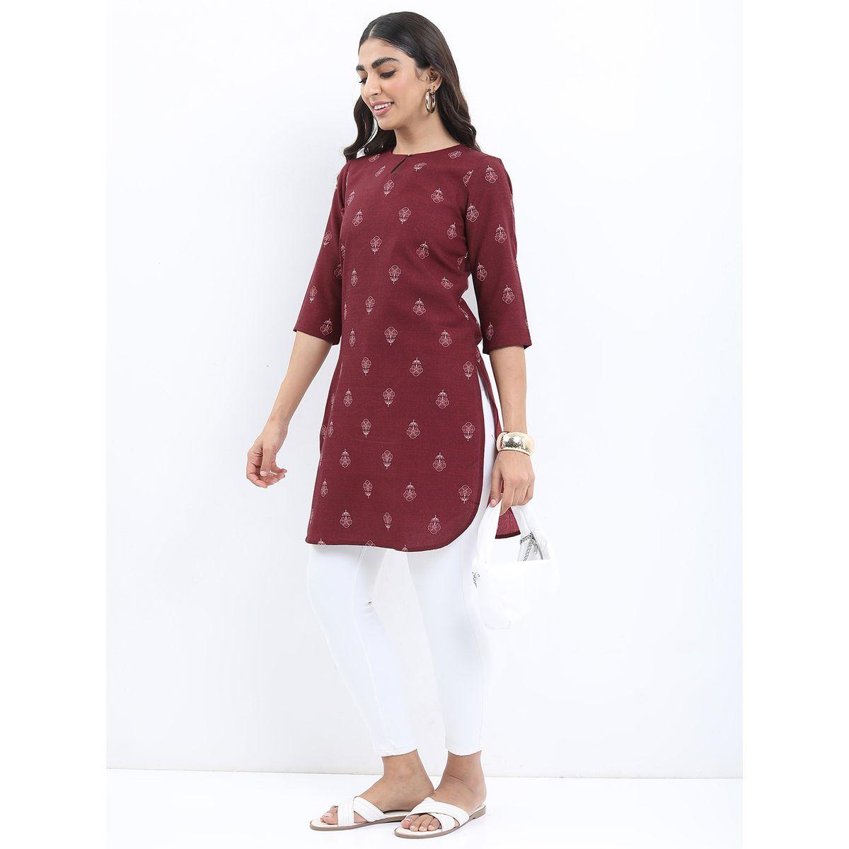 Ketch X Styli  Floral Print 3/4 Sleeves Longline Tunic-women-clothing-shirtsandblouses-blouses-image-5