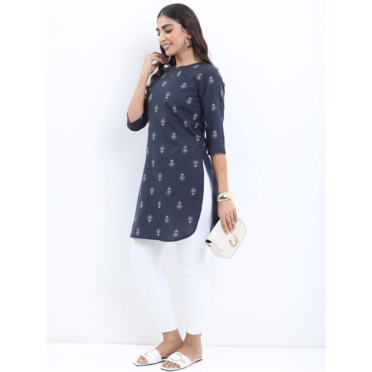 Ketch X Styli  Floral Print 3/4 Sleeves Longline Tunic-women-clothing-shirtsandblouses-blouses-image-1