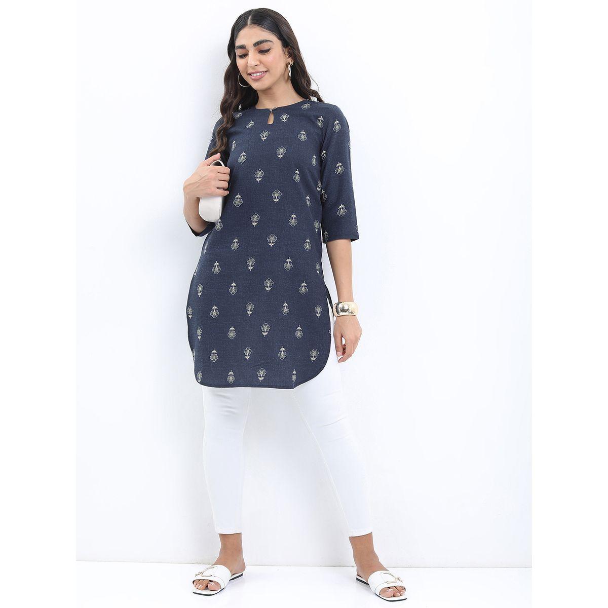 Ketch X Styli  Floral Print 3/4 Sleeves Longline Tunic-women-clothing-shirtsandblouses-blouses-image-2