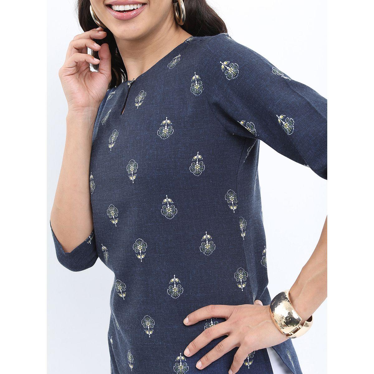 Ketch X Styli  Floral Print 3/4 Sleeves Longline Tunic-women-clothing-shirtsandblouses-blouses-image-4