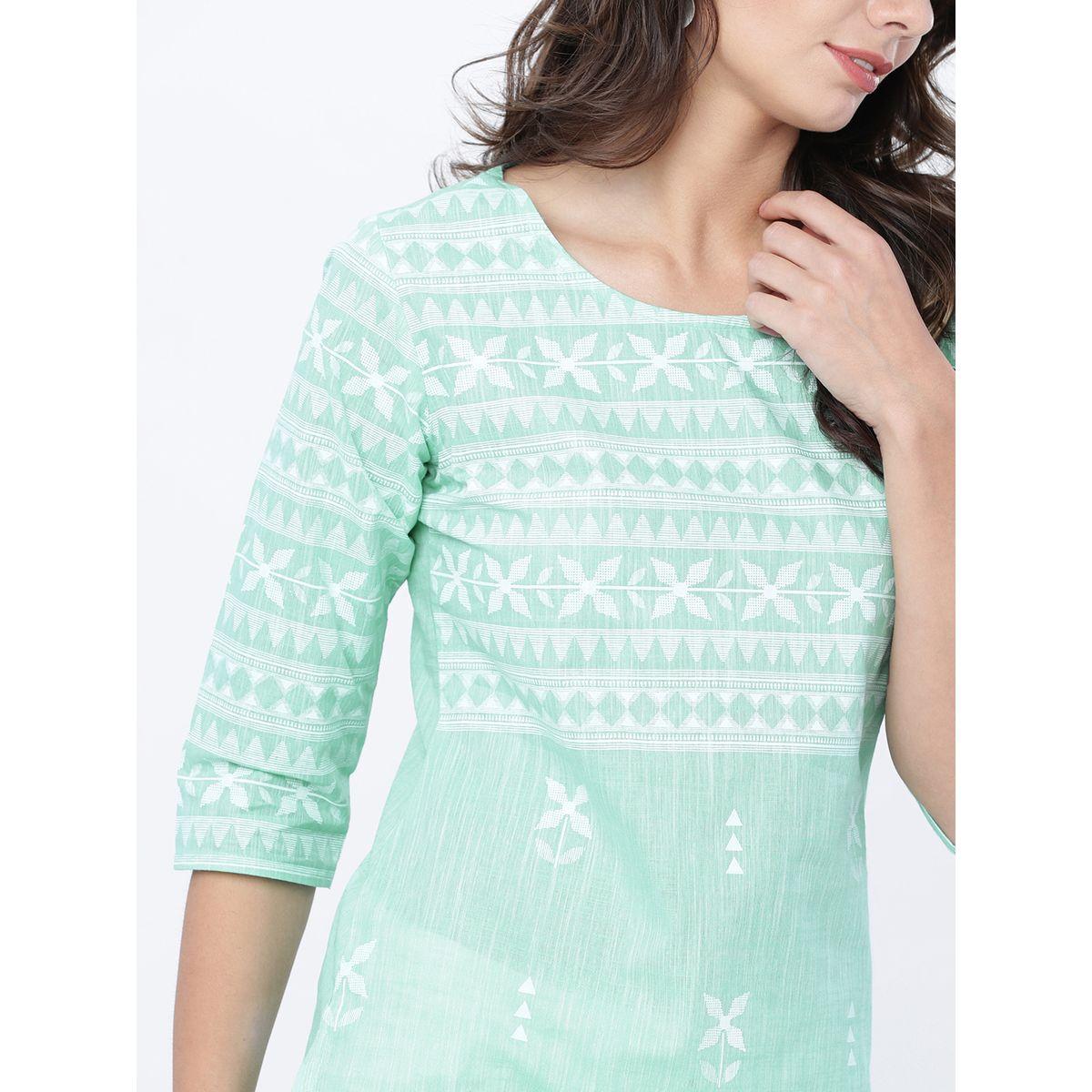 بلوزة تونيك بطبعة هندسية وأكمام 3/4 فيشود × ستايلي-women-clothing-shirtsandblouses-blouses-image-4