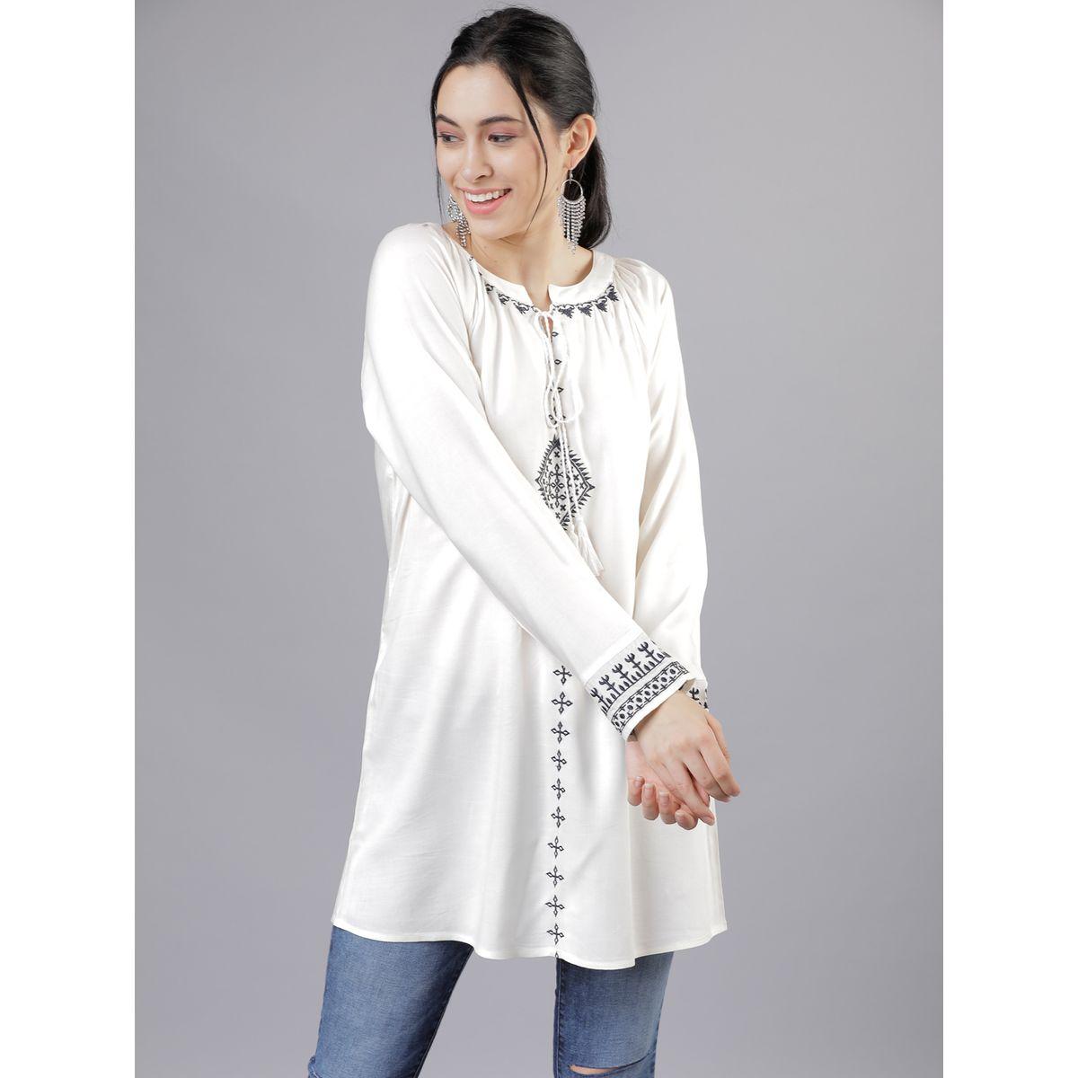 Vishudh X Styli  Tie-Up Neck Printed Longline Top-women-clothing-shirtsandblouses-blouses-image-1