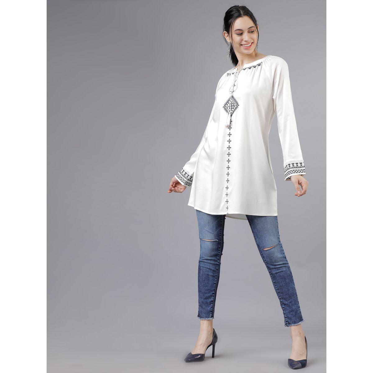Vishudh X Styli  Tie-Up Neck Printed Longline Top-women-clothing-shirtsandblouses-blouses-image-2