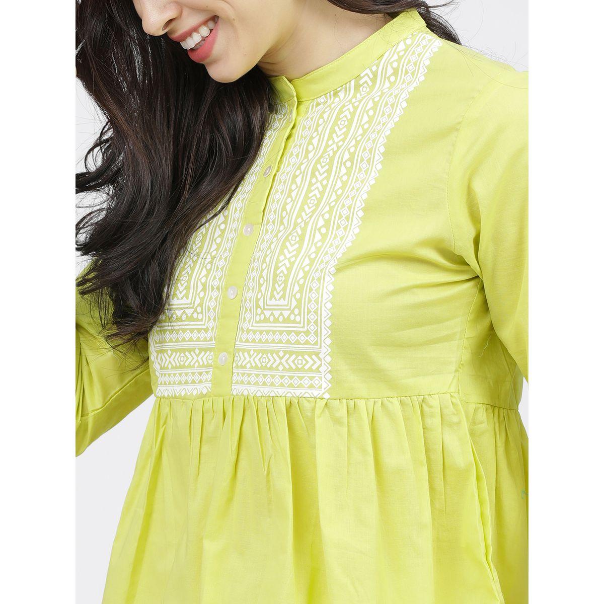 بلوزة بطبعة هندسية وياقة ماندارين مع أزرار فيشود × ستايلي-women-clothing-shirtsandblouses-blouses-image-4