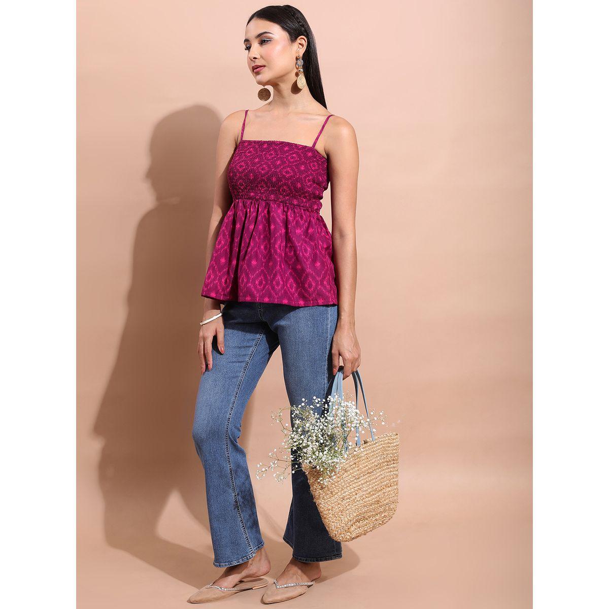 Vishudh X Styli  Ikat Print Smocked Empire Top-women-clothing-shirtsandblouses-blouses-image-2