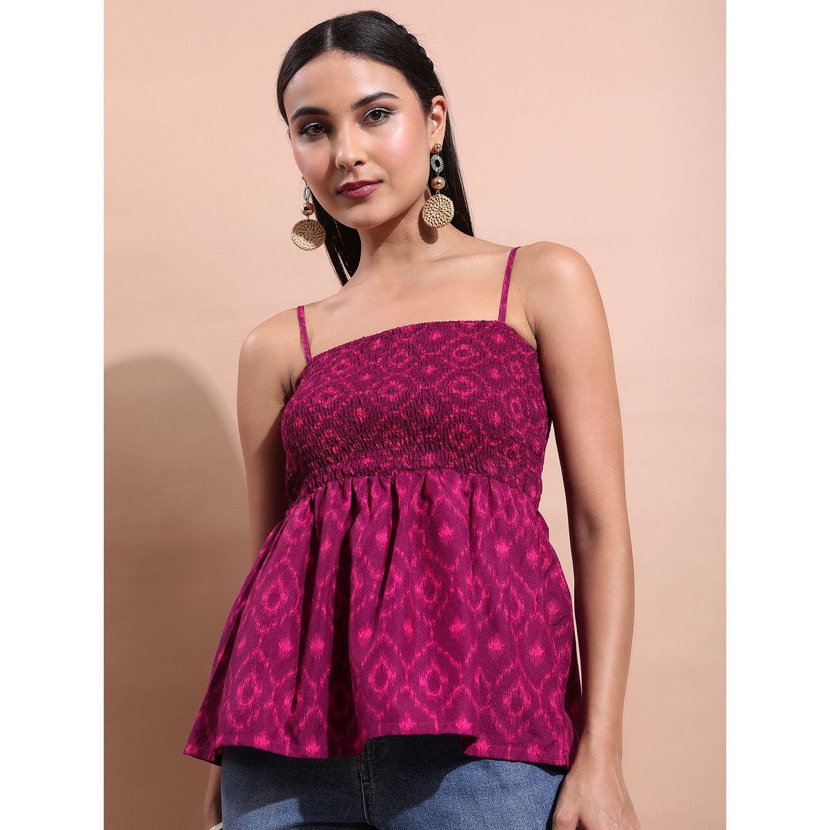 Vishudh X Styli  Ikat Print Smocked Empire Top-women-clothing-shirtsandblouses-blouses-image-4