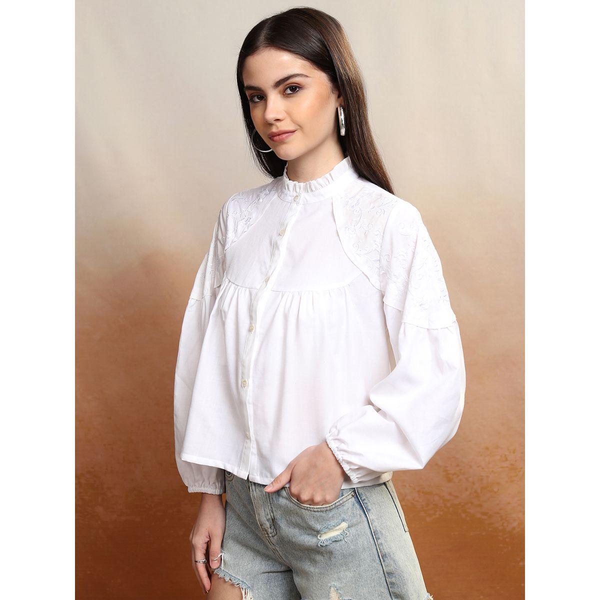 بلوزة بزهور مُطرّزة وياقة ماندارين فيشود × ستايلي-women-clothing-shirtsandblouses-shirts-image-4