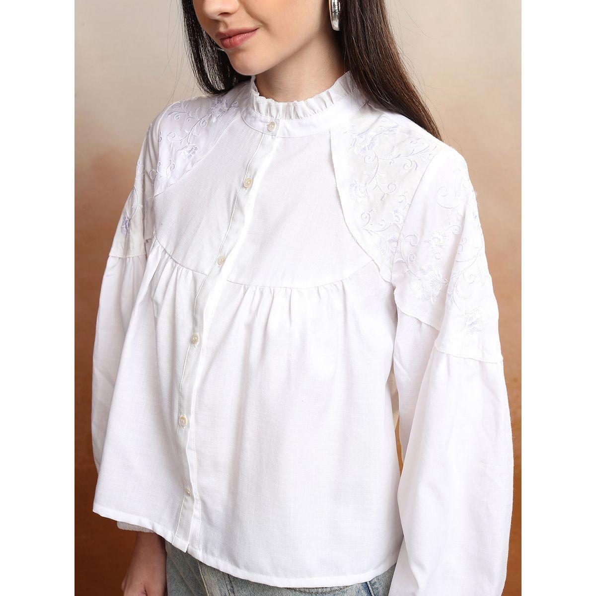 بلوزة بزهور مُطرّزة وياقة ماندارين فيشود × ستايلي-women-clothing-shirtsandblouses-shirts-image-5