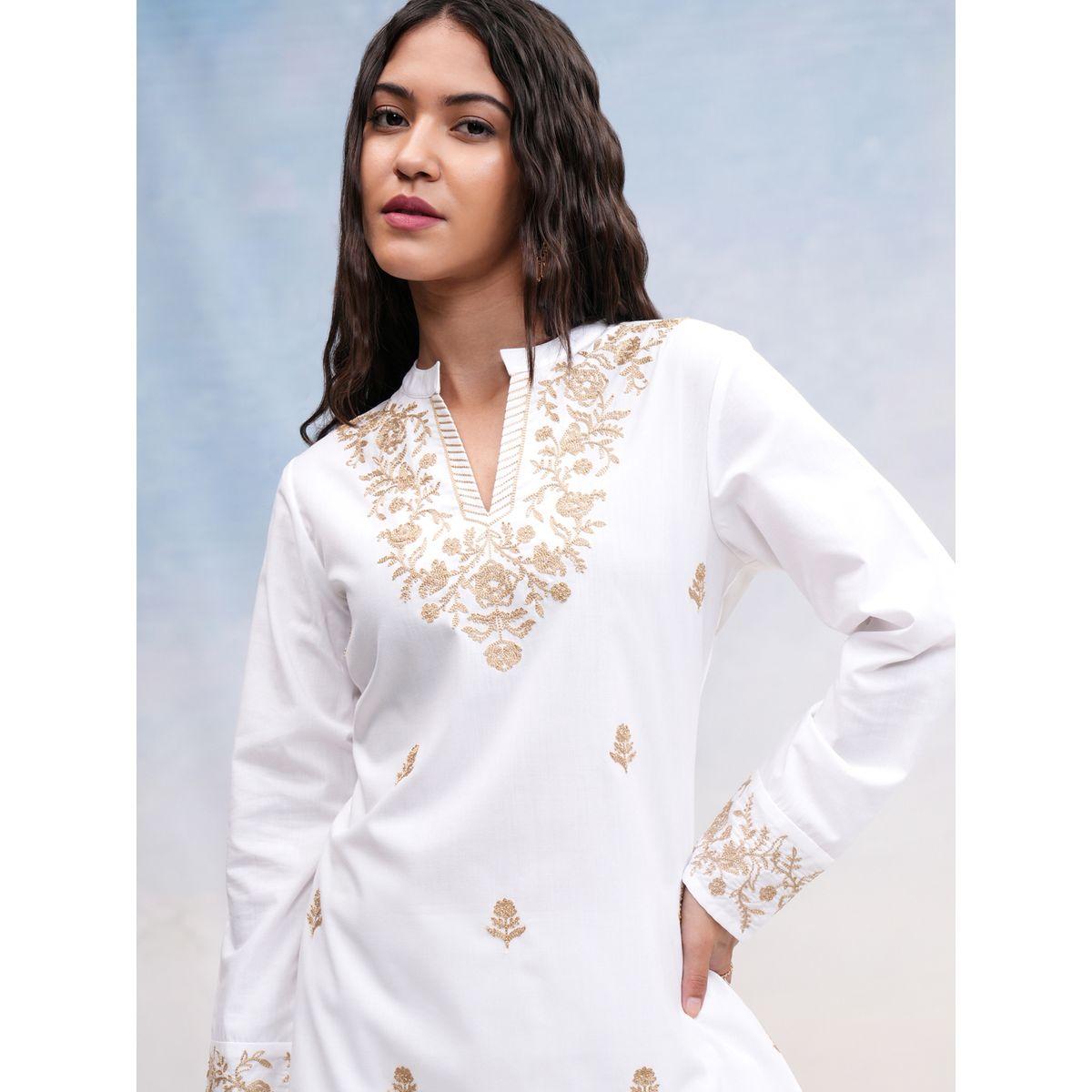 Vishudh X Styli  Embroidered Collared Top with Long Sleeves-women-clothing-shirtsandblouses-blouses-image-1