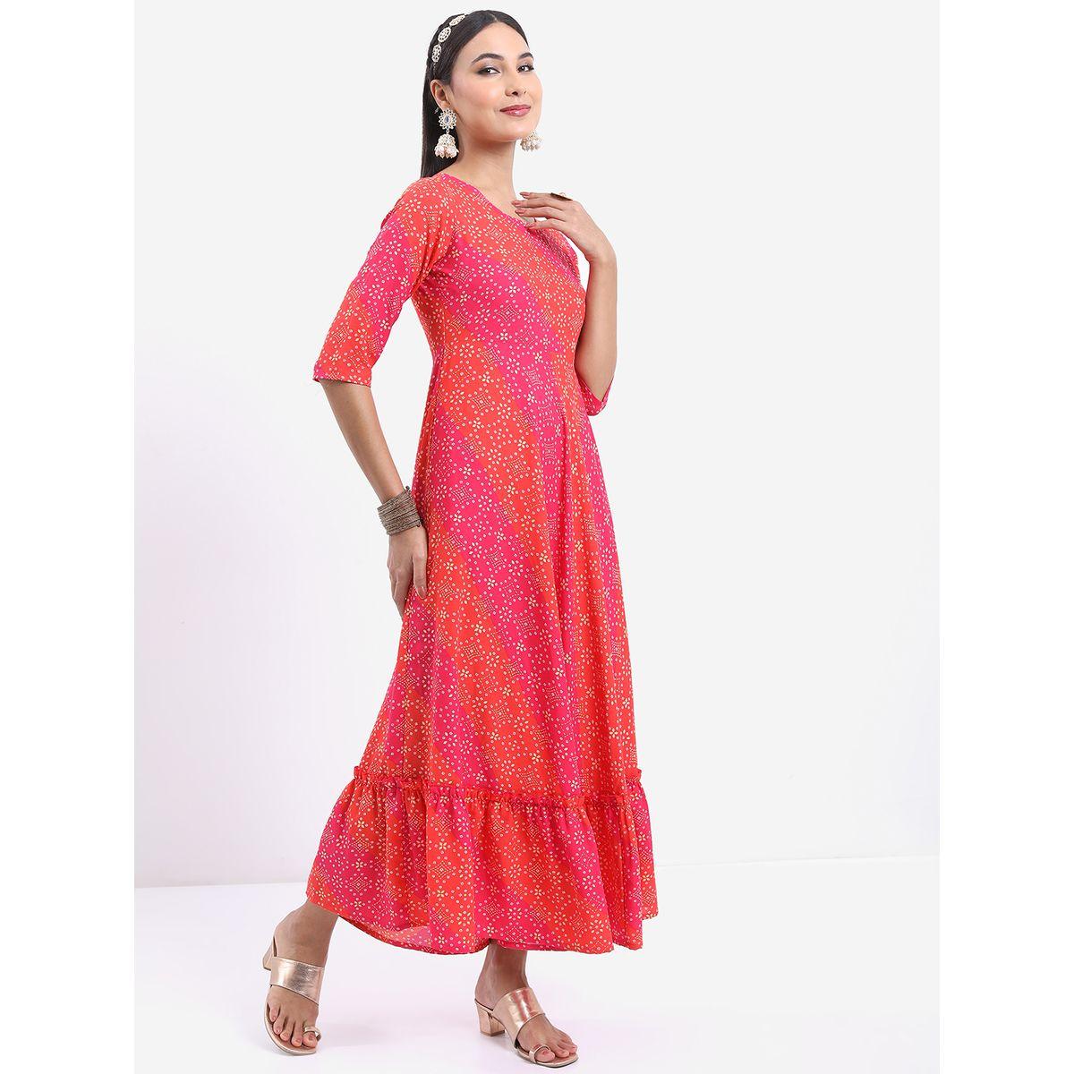 فستان طويل مطبع بالكامل مع أكمام 3/4 كيتش × ستايلي-women-clothing-dresses-image-4