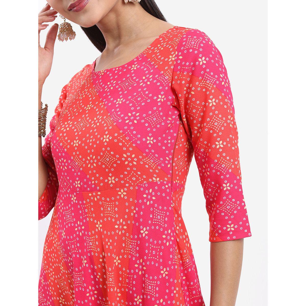فستان طويل مطبع بالكامل مع أكمام 3/4 كيتش × ستايلي-women-clothing-dresses-image-5