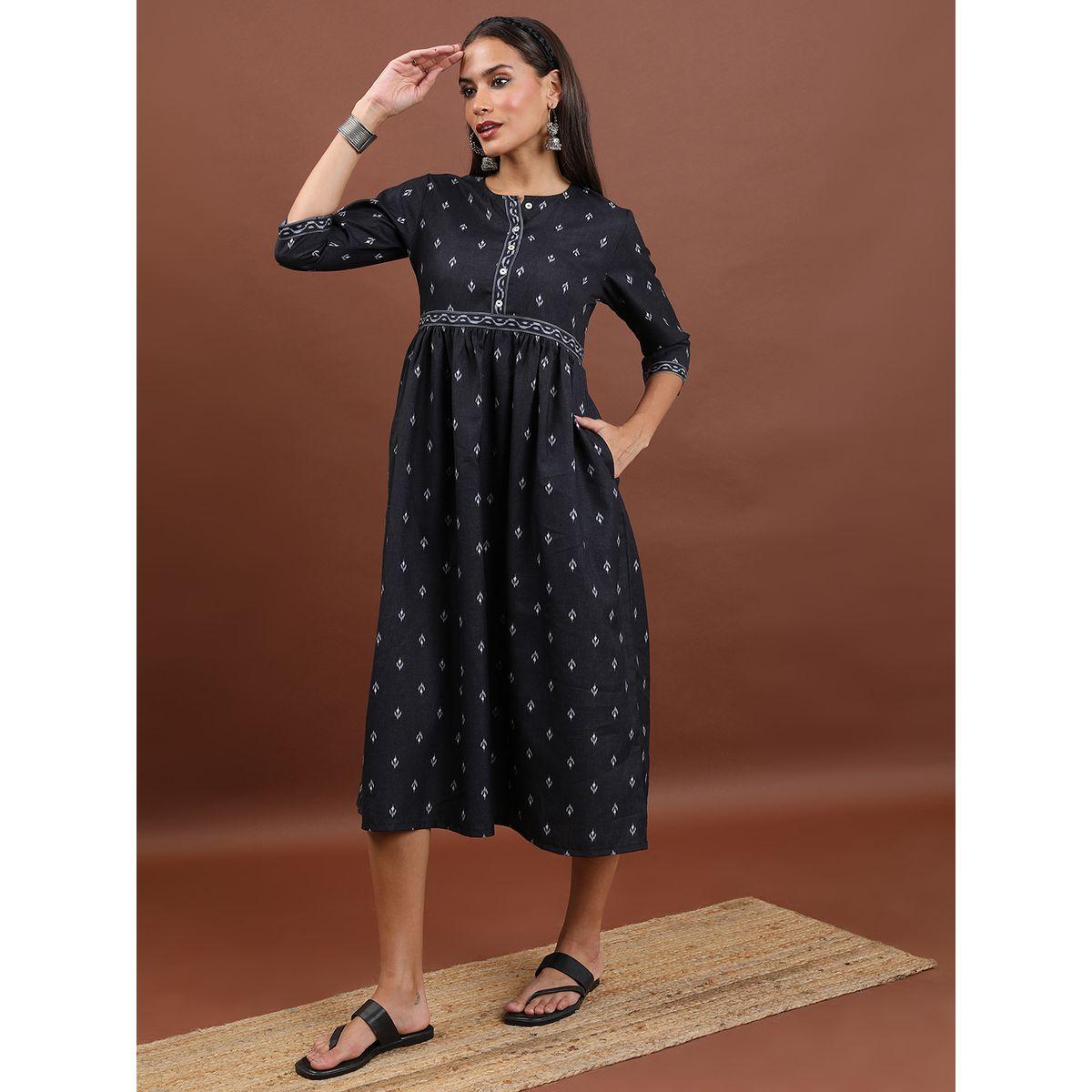 Vishudh X Styli  Ditsy Print Empire Waist Midi Dress-women-clothing-dresses-image-4