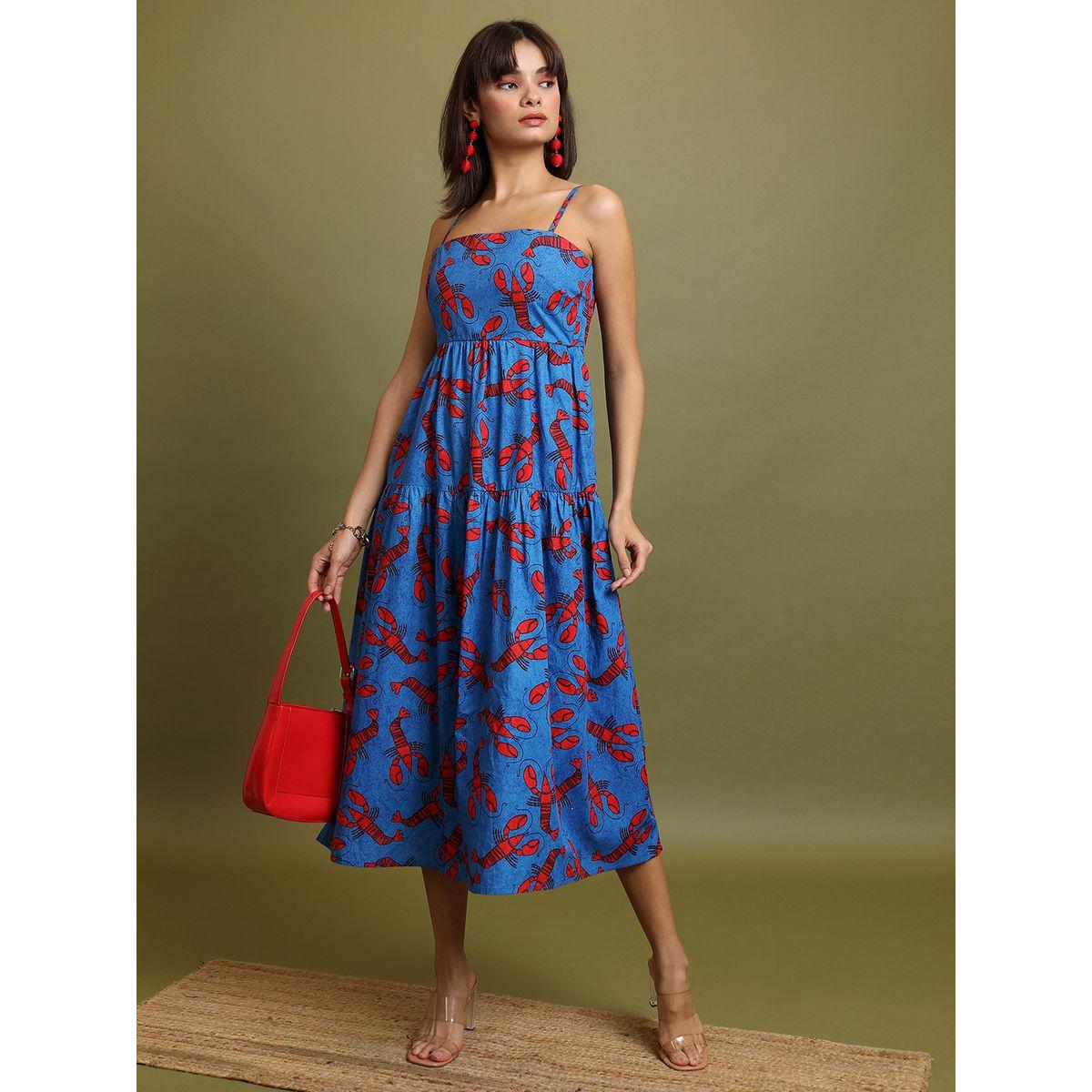 Vishudh X Styli  Graphic Print Strappy Tiered Cotton Midi Dress-women-clothing-dresses-image-1