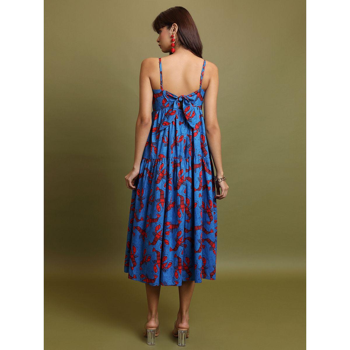 فستان ميدي بطبعة جرافيك وكسرات فيشود × ستايلي-women-clothing-dresses-image-3