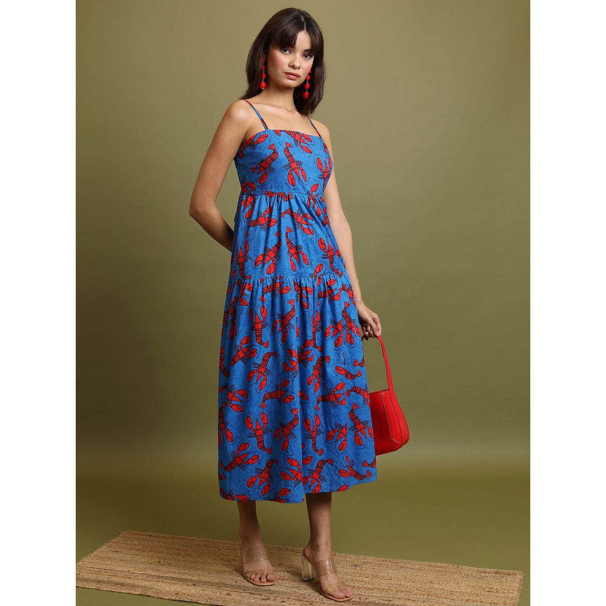 Vishudh X Styli  Graphic Print Strappy Tiered Cotton Midi Dress-women-clothing-dresses-image-4