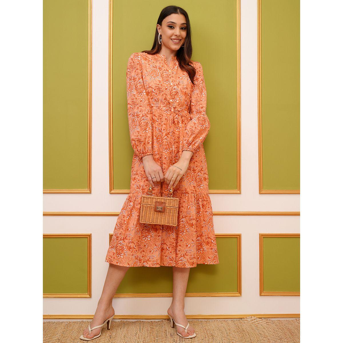فستان ميدي بطبعة زهور مع أربطة فيشود × ستايلي-women-clothing-dresses-image-1