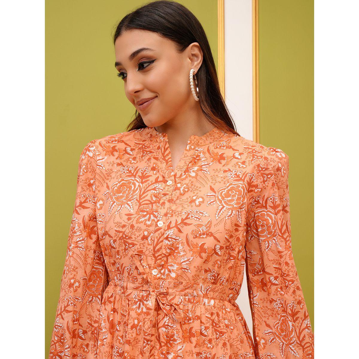 فستان ميدي بطبعة زهور مع أربطة فيشود × ستايلي-women-clothing-dresses-image-2
