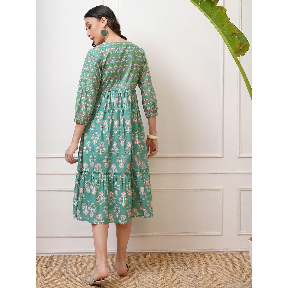 Vishudh X Styli  V Neck Floral Print A-Line Midi Dress-women-clothing-dresses-image-3
