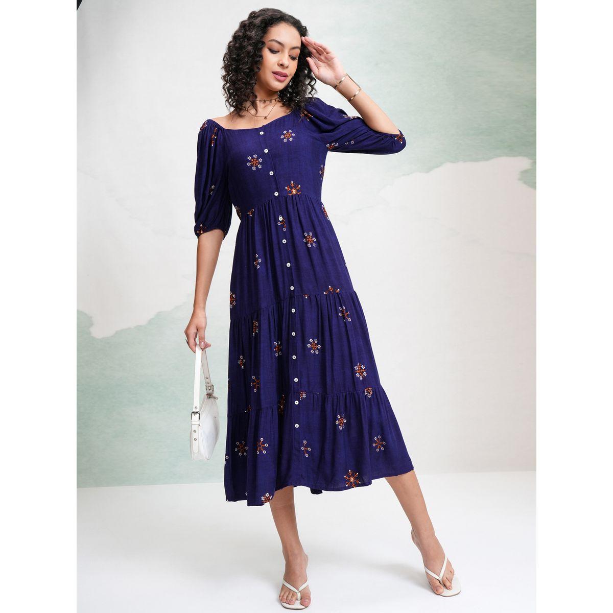 Vishudh X Styli  Floral Print Puff Sleeves Tiered Midi Dress-women-clothing-dresses-image-2