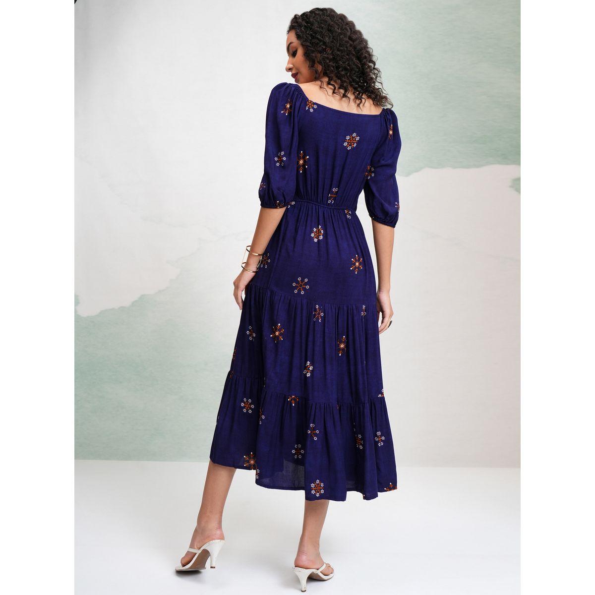 Vishudh X Styli  Floral Print Puff Sleeves Tiered Midi Dress-women-clothing-dresses-image-3