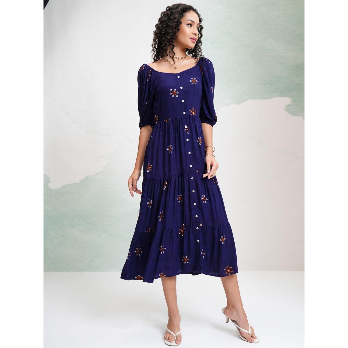 Vishudh X Styli  Floral Print Puff Sleeves Tiered Midi Dress-women-clothing-dresses-image-6