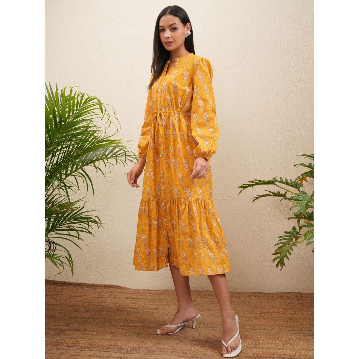 Vishudh X Styli  Floral Print Bishop Sleeve Fit & Flare Midi Dress-women-clothing-dresses-image-4