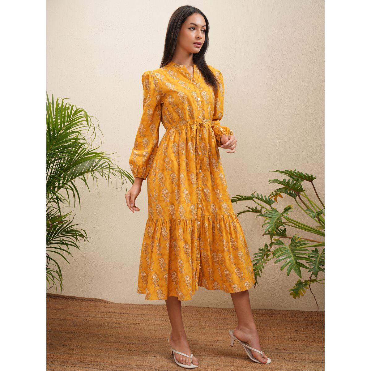 Vishudh X Styli  Floral Print Bishop Sleeve Fit & Flare Midi Dress-women-clothing-dresses-image-6