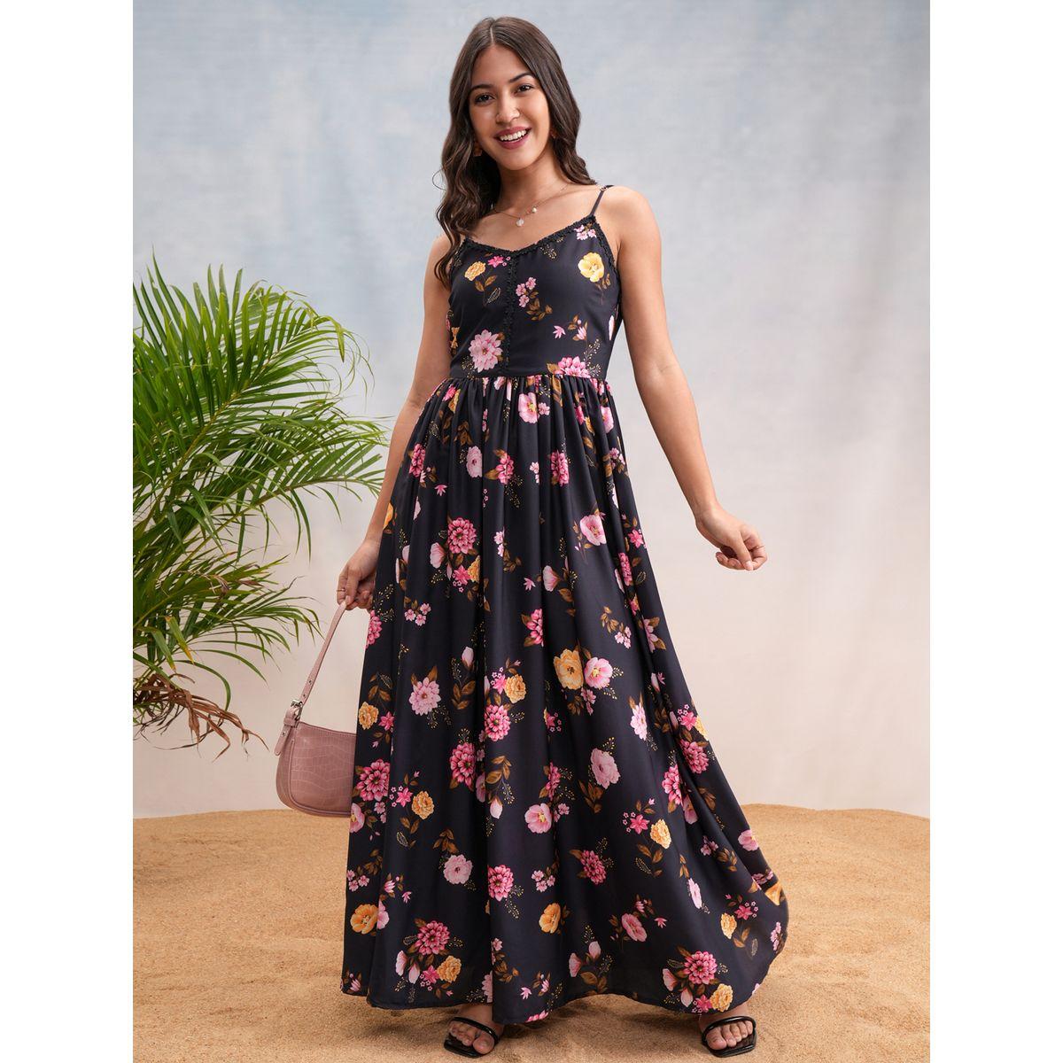 فستان طويل بحمالات وطبعة زهور فيشود × ستايلي-women-clothing-dresses-image-2