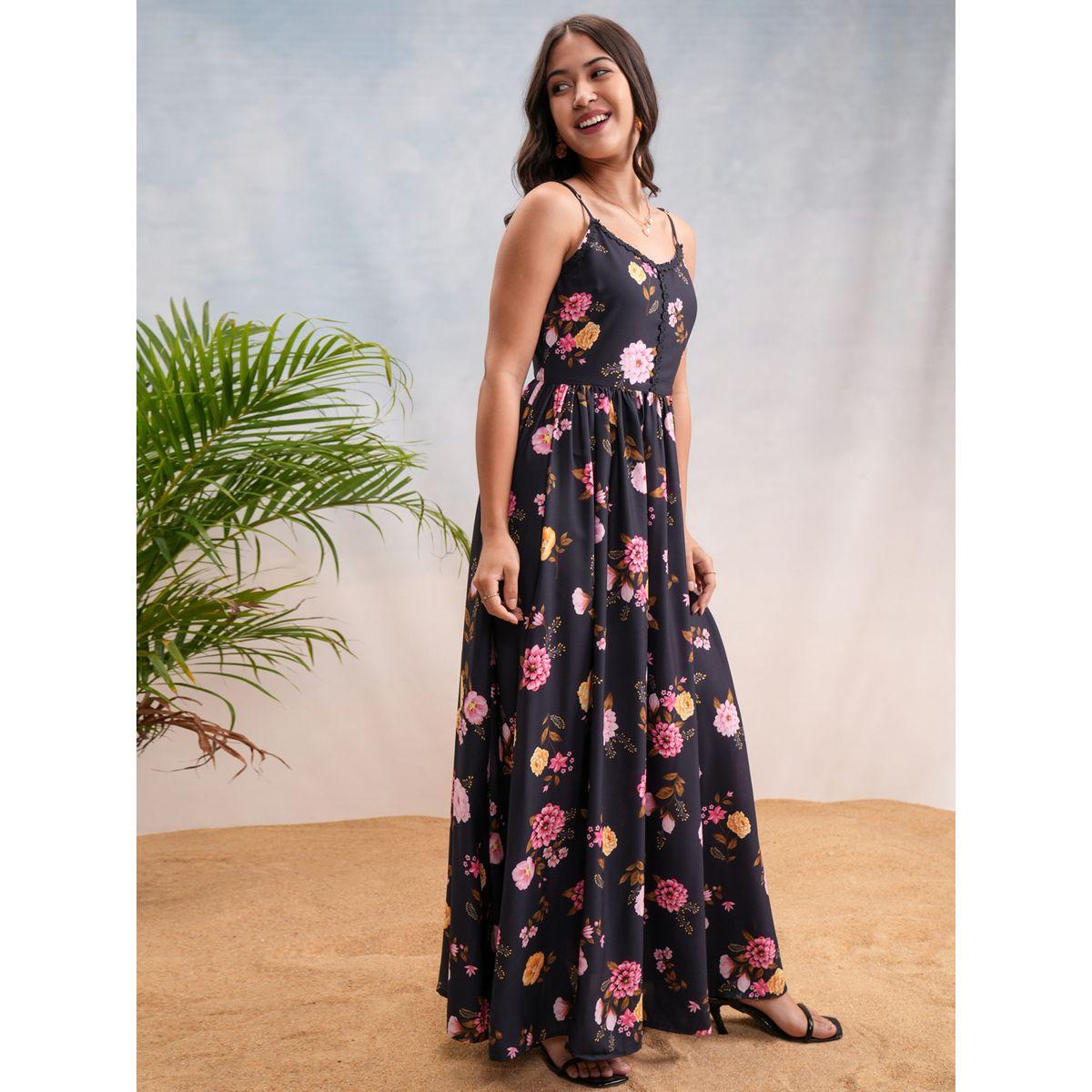 فستان طويل بحمالات وطبعة زهور فيشود × ستايلي-women-clothing-dresses-image-6
