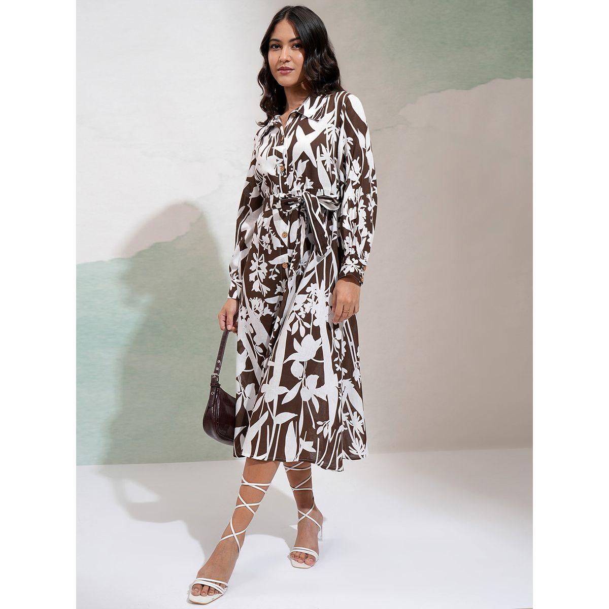 فستان ميدي بطبعة زهور وحزام خصر فيشود × ستايلي-women-clothing-dresses-image-2
