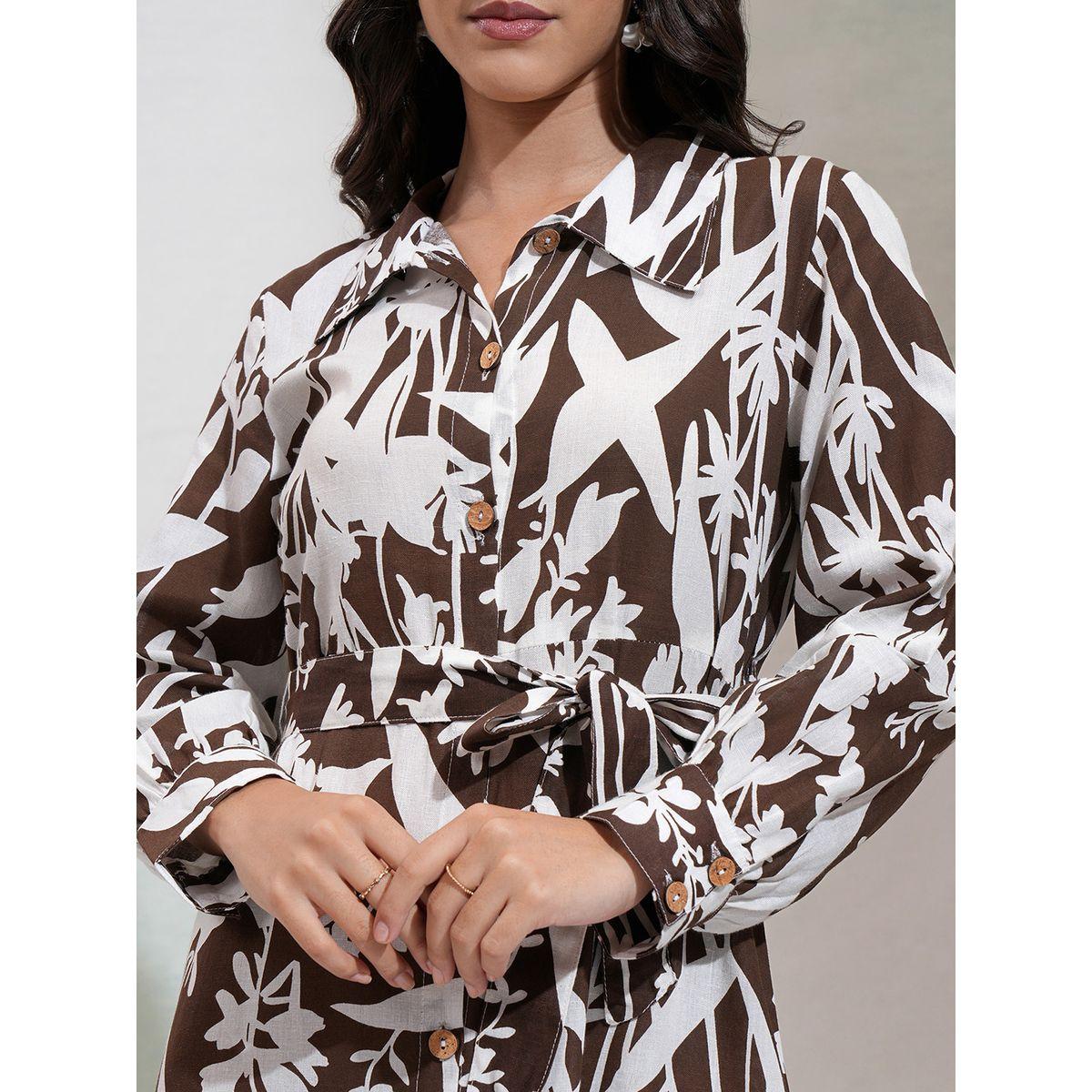 فستان ميدي بطبعة زهور وحزام خصر فيشود × ستايلي-women-clothing-dresses-image-5