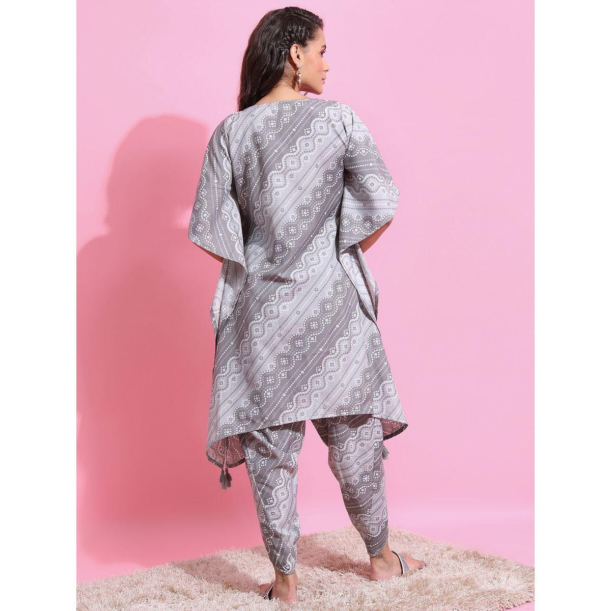 مجموعة من بنطال دوتي مع كورتا بنمط قفطان كيتش × ستايلي-women-clothing-ethnicwear-kurtasets-image-3