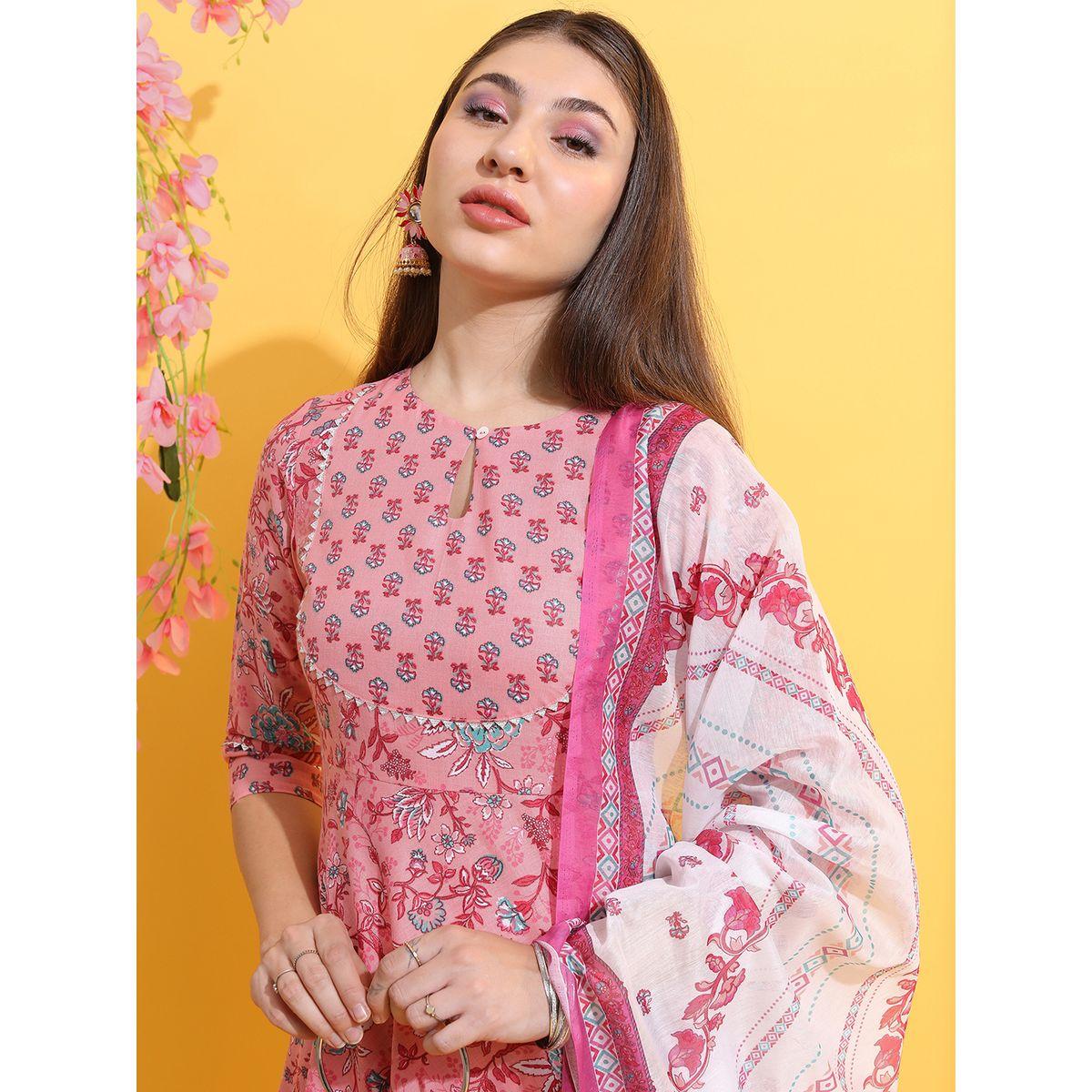 Ketch X Styli  Pack of 3 - Floral Print Anarkali Kurta, Trousers & Dupatta-women-clothing-ethnicwear-bottoms-pants-image-8