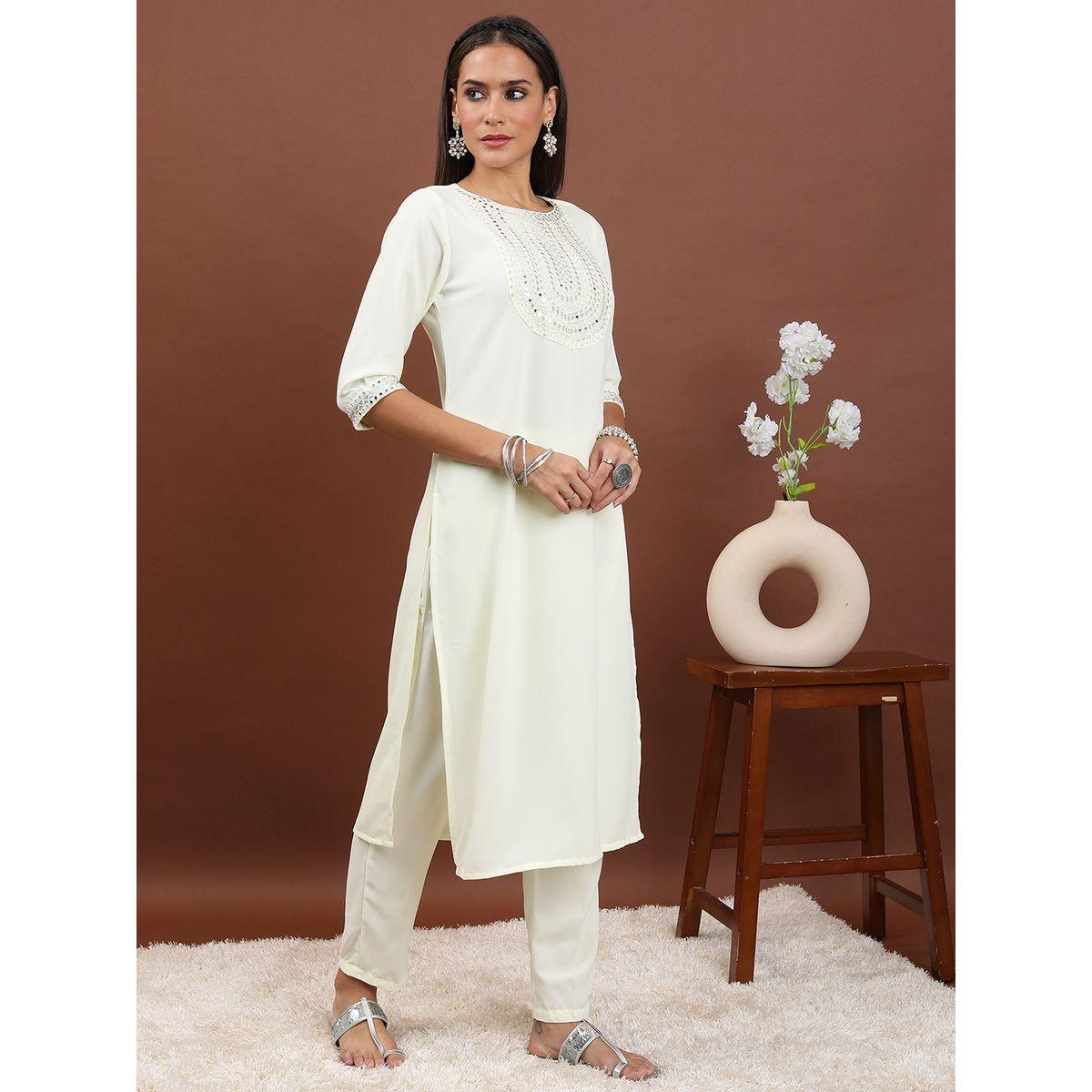 مجموعة من 3 - كورتا مع بنطال ودوباتا كيتش × ستايلي-women-clothing-ethnicwear-kurtasets-image-4