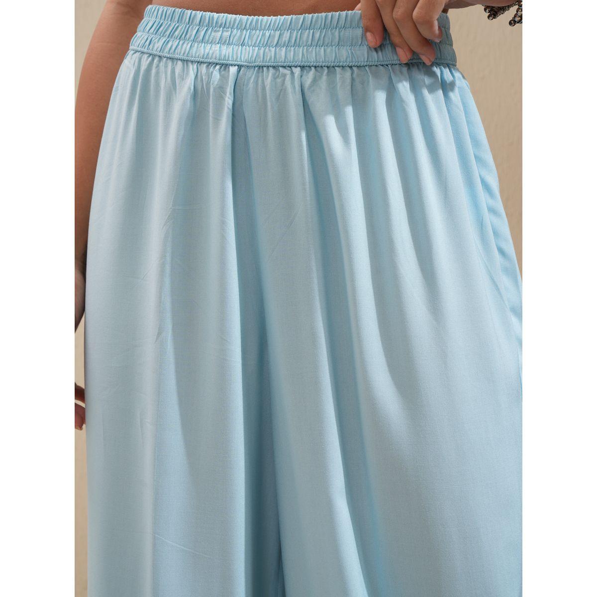 مجموعة من بنطال بالازو مع كورتا مُطرّزة بزهور فيشود × ستايلي-women-clothing-ethnicwear-kurtasets-image-8