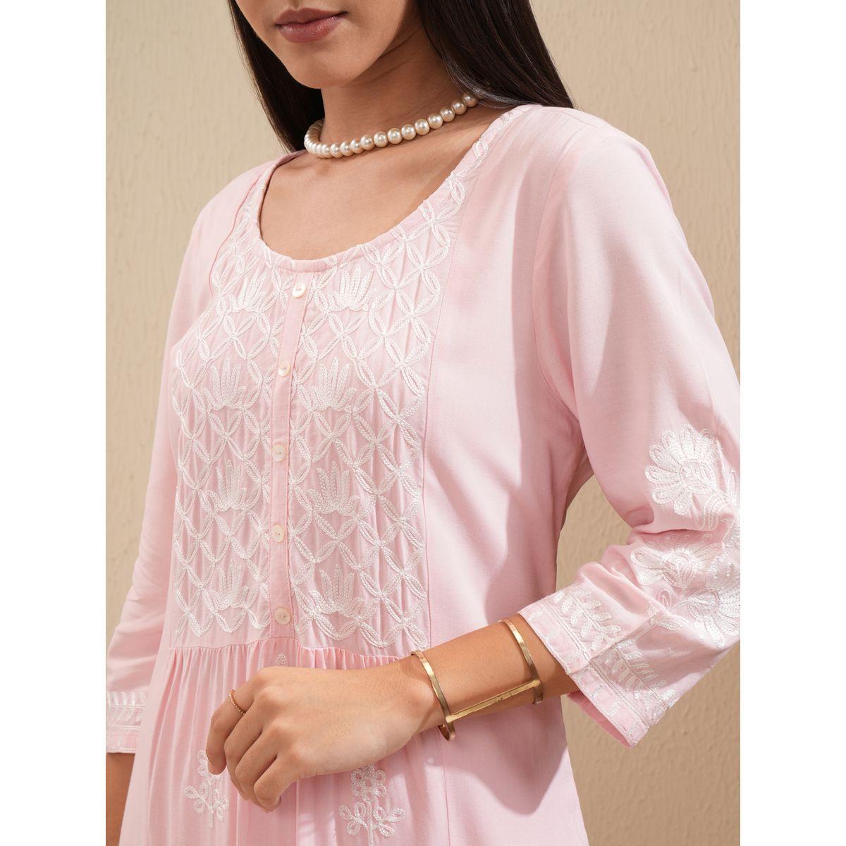 مجموعة من بنطال بالازو مع كورتا مُطرّزة بزهور فيشود × ستايلي-women-clothing-ethnicwear-bottoms-pants-image-5