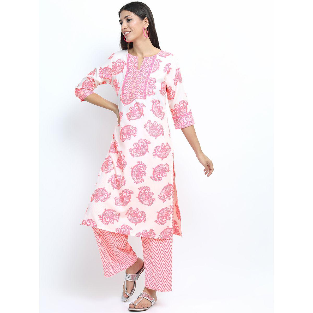 Vishudh Paisley Print Kurta & Palazzos Set-women-clothing-ethnicwear-kurtasets-image-2