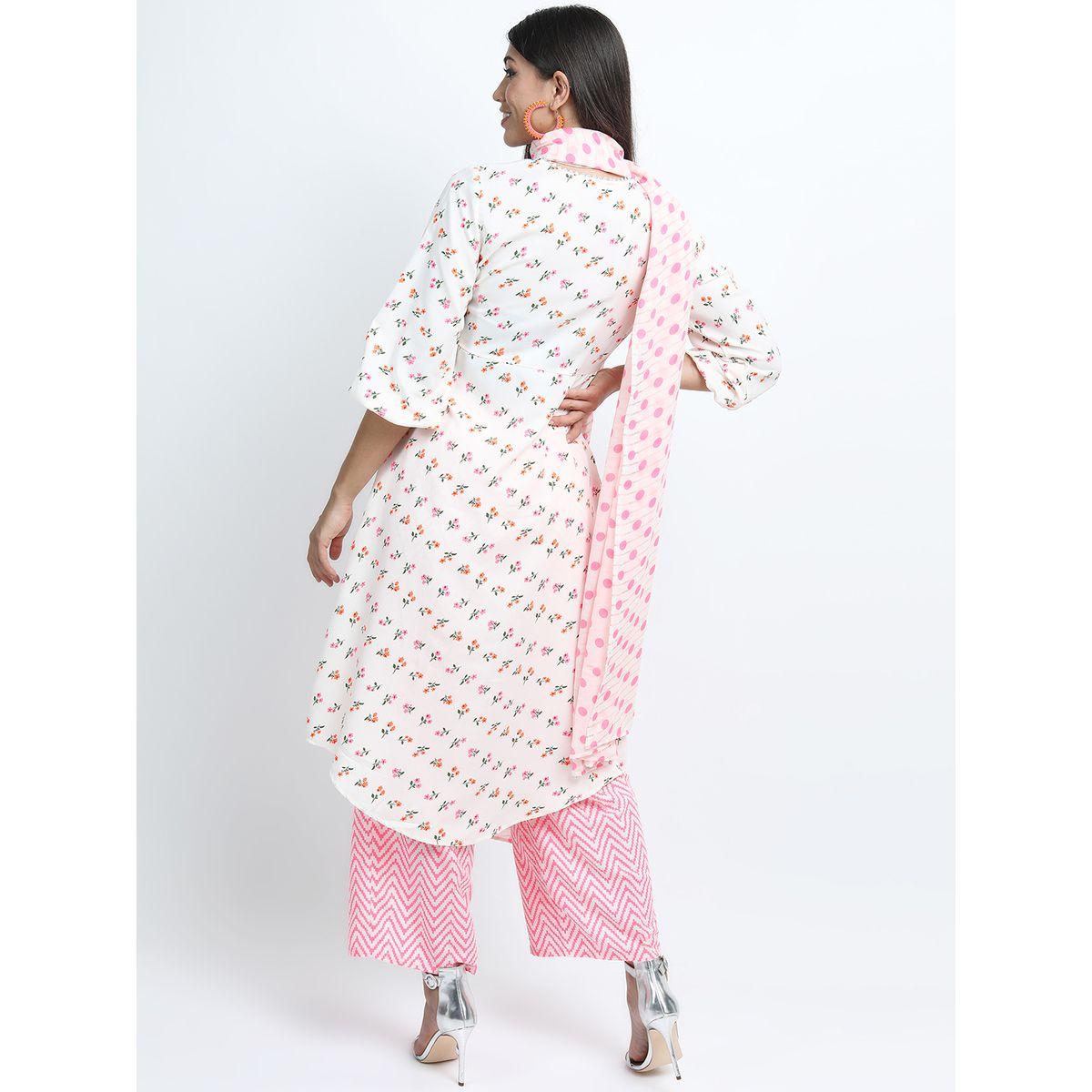 مجموعة من 3 - كورتا وبنطال بالازو مع دوباتا فيشود × ستايلي-women-clothing-ethnicwear-kurtasets-image-11