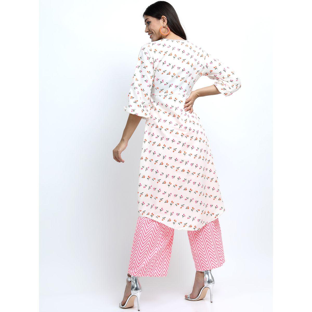مجموعة من 3 - كورتا وبنطال بالازو مع دوباتا فيشود × ستايلي-women-clothing-ethnicwear-kurtasets-image-5