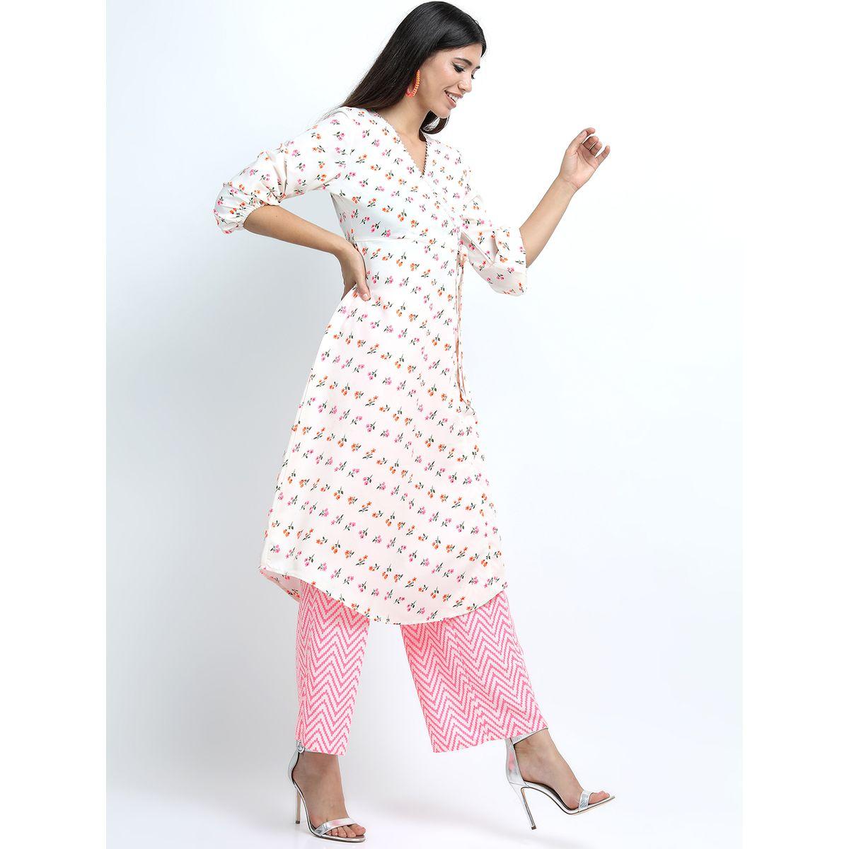 مجموعة من 3 - كورتا وبنطال بالازو مع دوباتا فيشود × ستايلي-women-clothing-ethnicwear-kurtasets-image-7