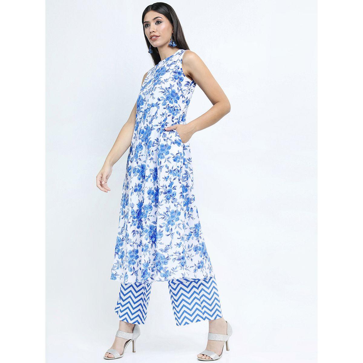 Vishudh Floral Print Kurta & Palazzos Set-women-clothing-ethnicwear-kurtasets-image-2