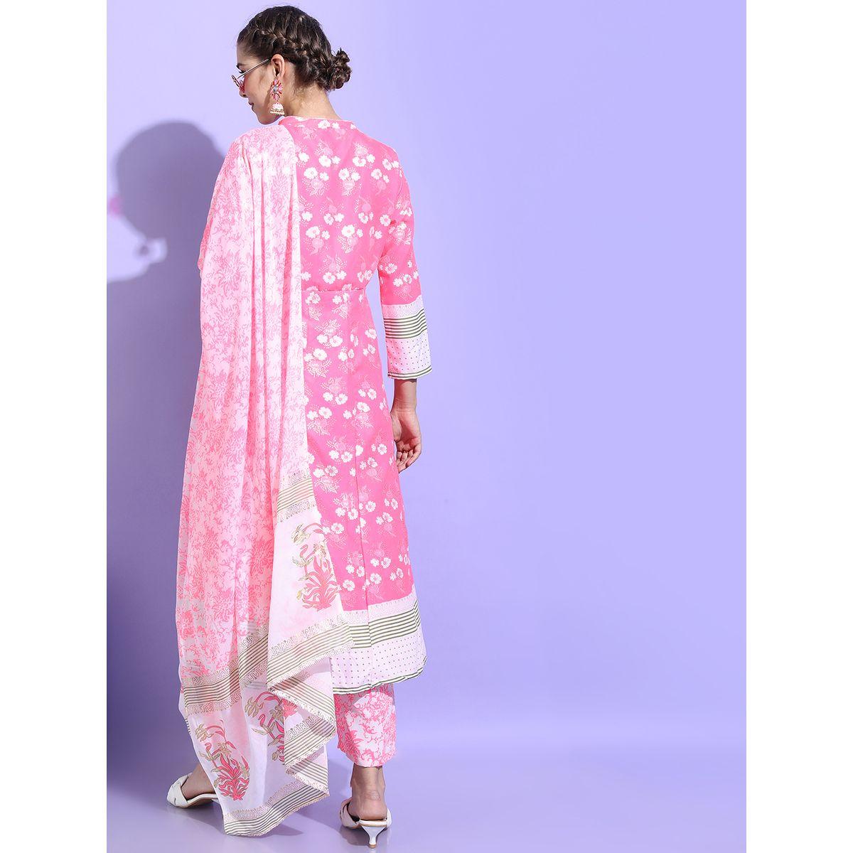 مجموعة من 3 - كورتا وبنطال بالازو مع دوباتا فيشود × ستايلي-women-clothing-ethnicwear-kurtasets-image-3