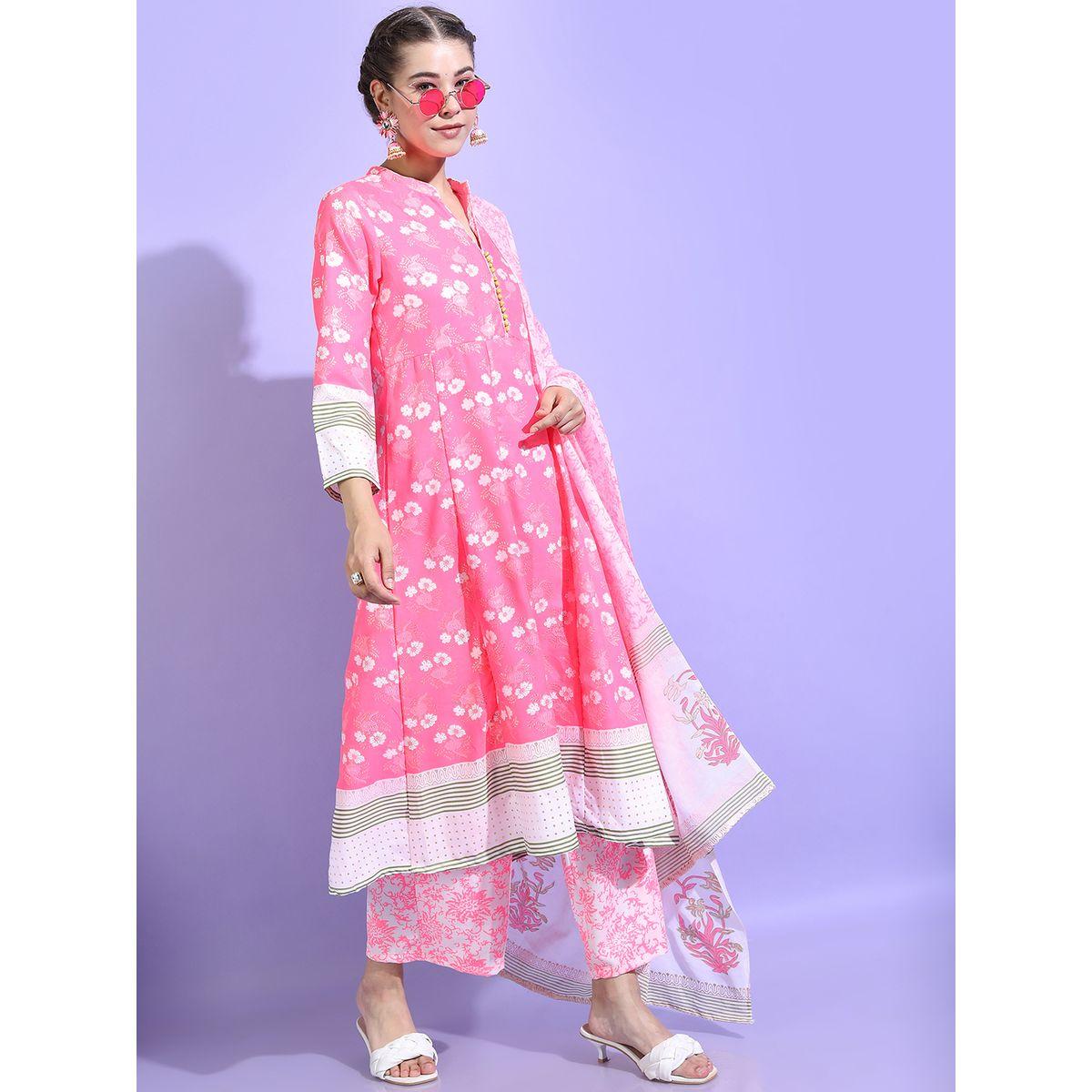 مجموعة من 3 - كورتا وبنطال بالازو مع دوباتا فيشود × ستايلي-women-clothing-ethnicwear-kurtasets-image-5