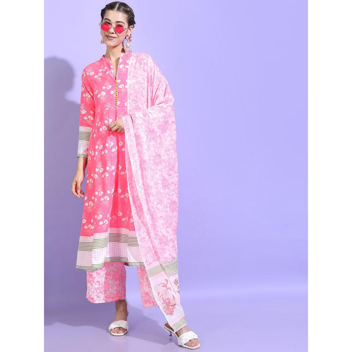 مجموعة من 3 - كورتا وبنطال بالازو مع دوباتا فيشود × ستايلي-women-clothing-ethnicwear-kurtasets-image-6