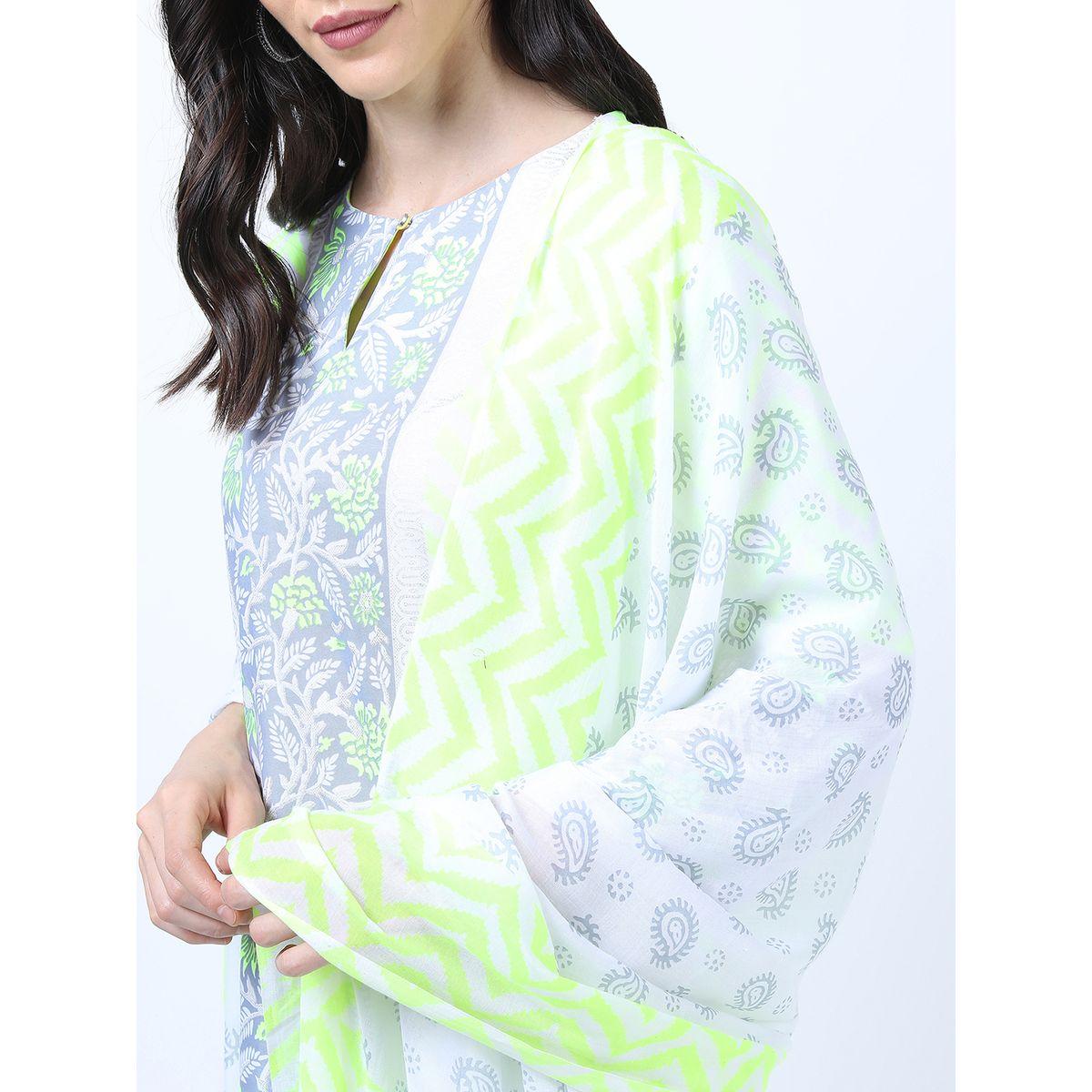 مجموعة من 3 - كورتا وبنطال مع دوباتا فيشود × ستايلي-women-clothing-ethnicwear-kurtasets-image-4