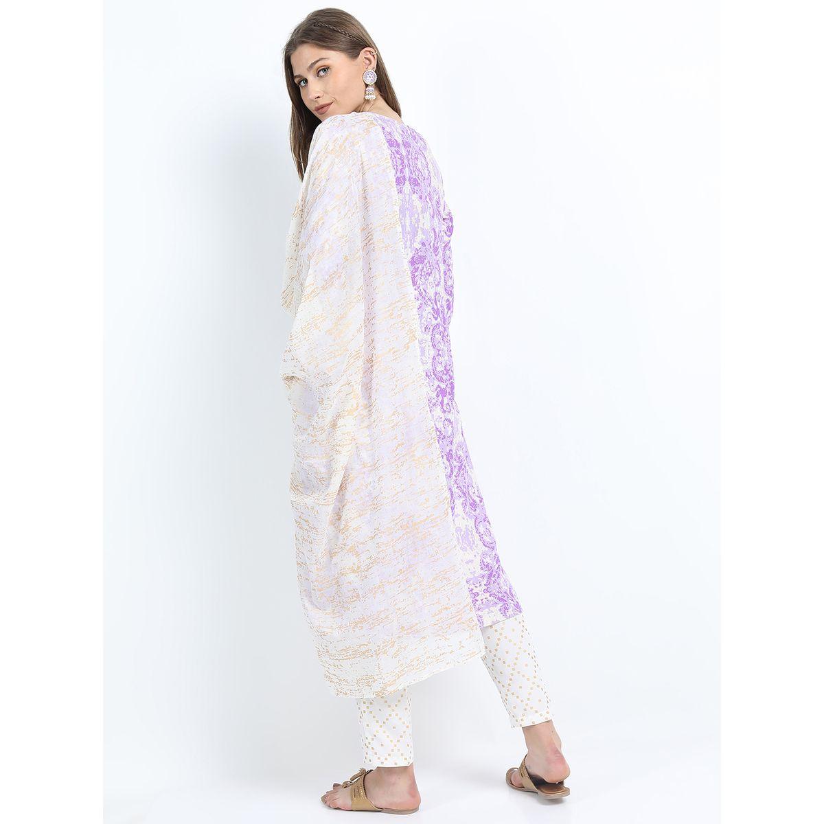 Vishudh Pack of 3 - Printed Straight Kurta, Trousers & Dupatta-women-clothing-ethnicwear-kurtasets-image-3