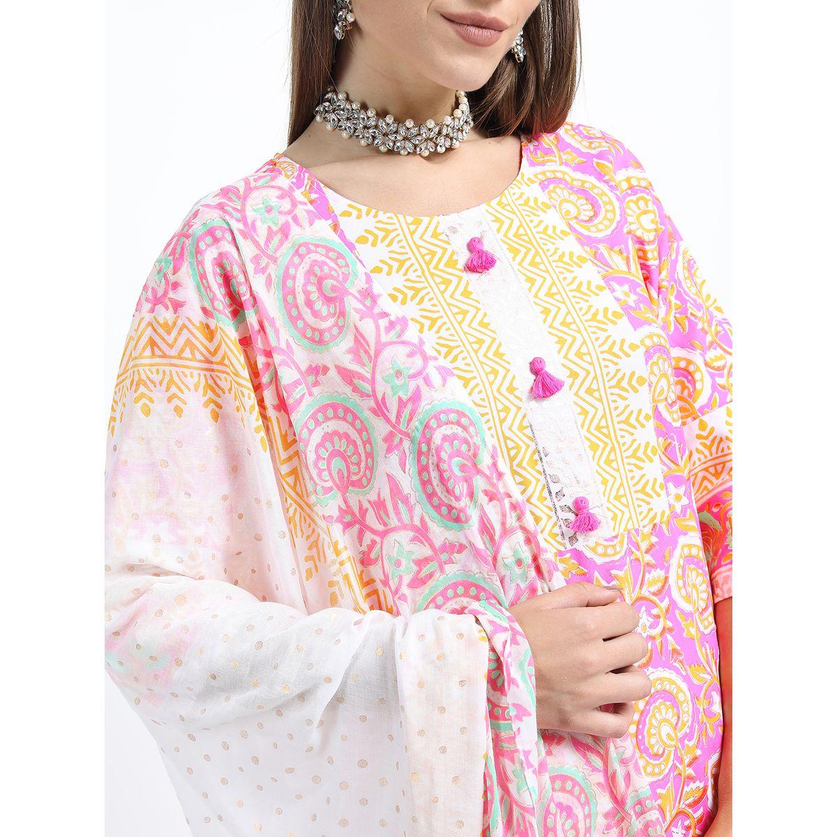 Vishudh Pack of 3 - Floral Print Kurta, Palazzo & Dupatta-women-clothing-ethnicwear-bottoms-pants-image-5
