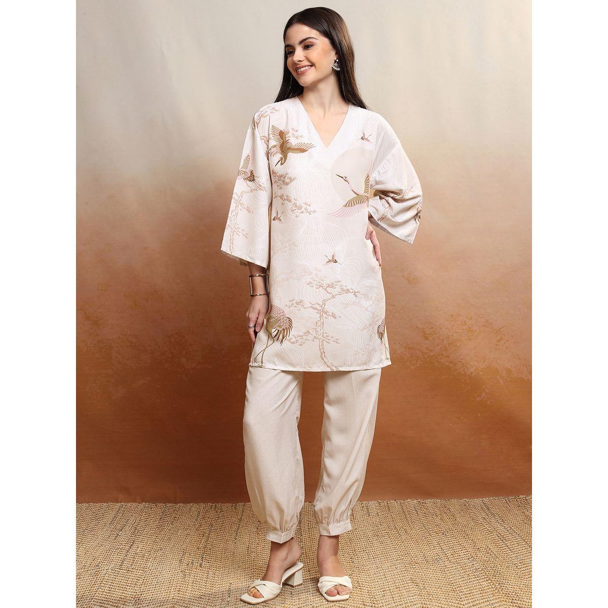 Vishudh X Styli  Graphic Print Regular Kurta & Trousers Set-women-clothing-ethnicwear-kurtasets-image-1