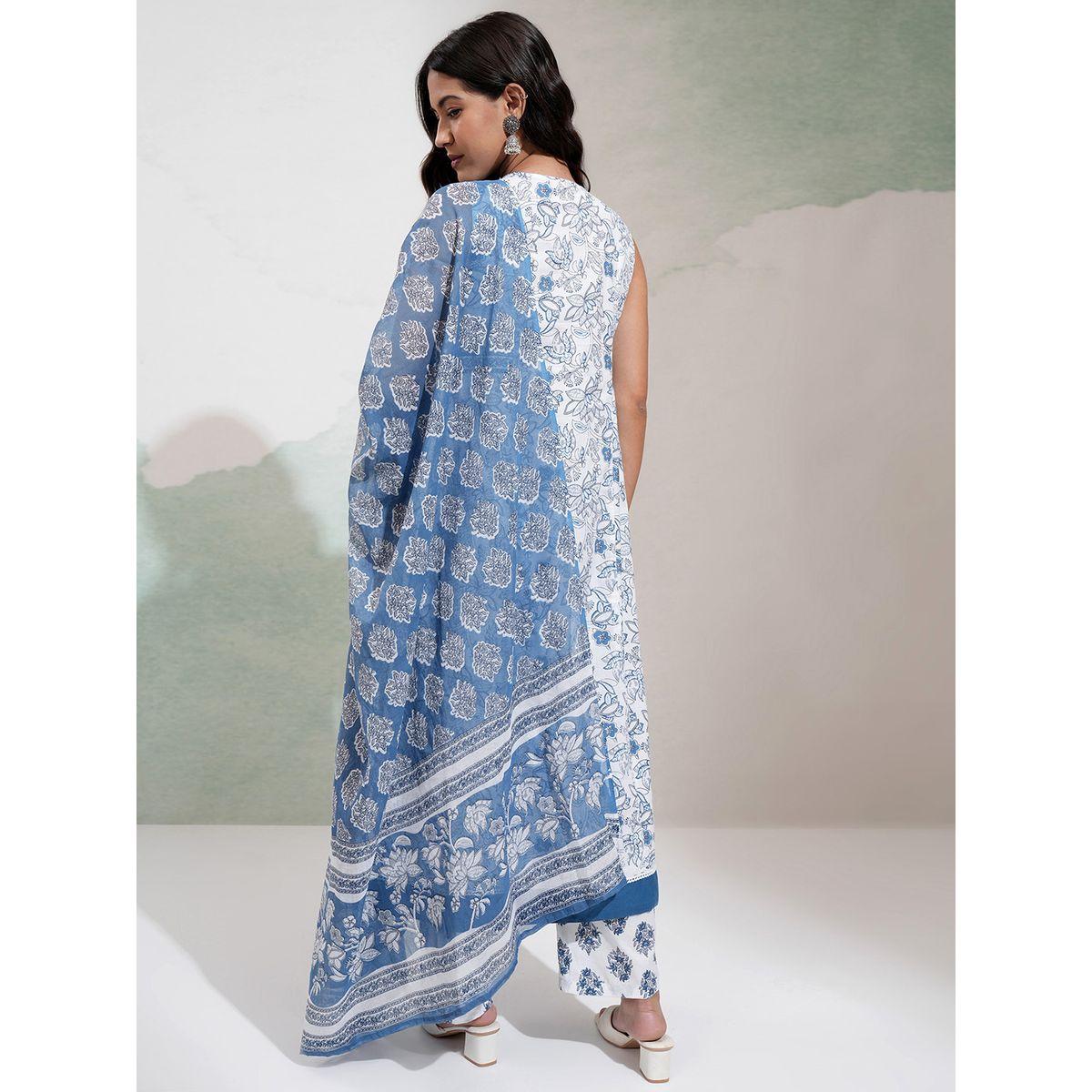 مجموعة من 3 - كورتا وبنطال مع دوباتا فيشود × ستايلي-women-clothing-ethnicwear-kurtasets-image-3