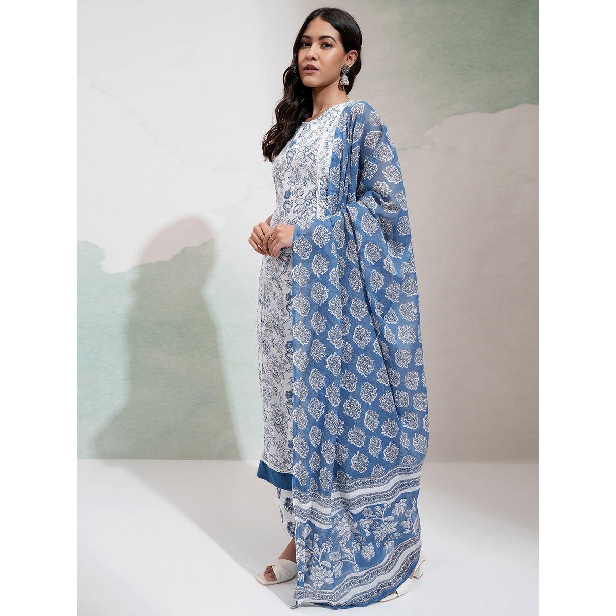 مجموعة من 3 - كورتا وبنطال مع دوباتا فيشود × ستايلي-women-clothing-ethnicwear-kurtasets-image-4